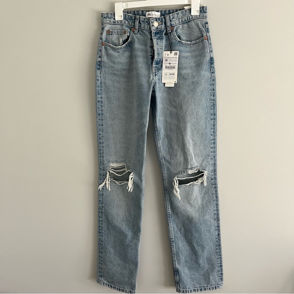 Zara NWT mid rise full length straight jeans size US 6
